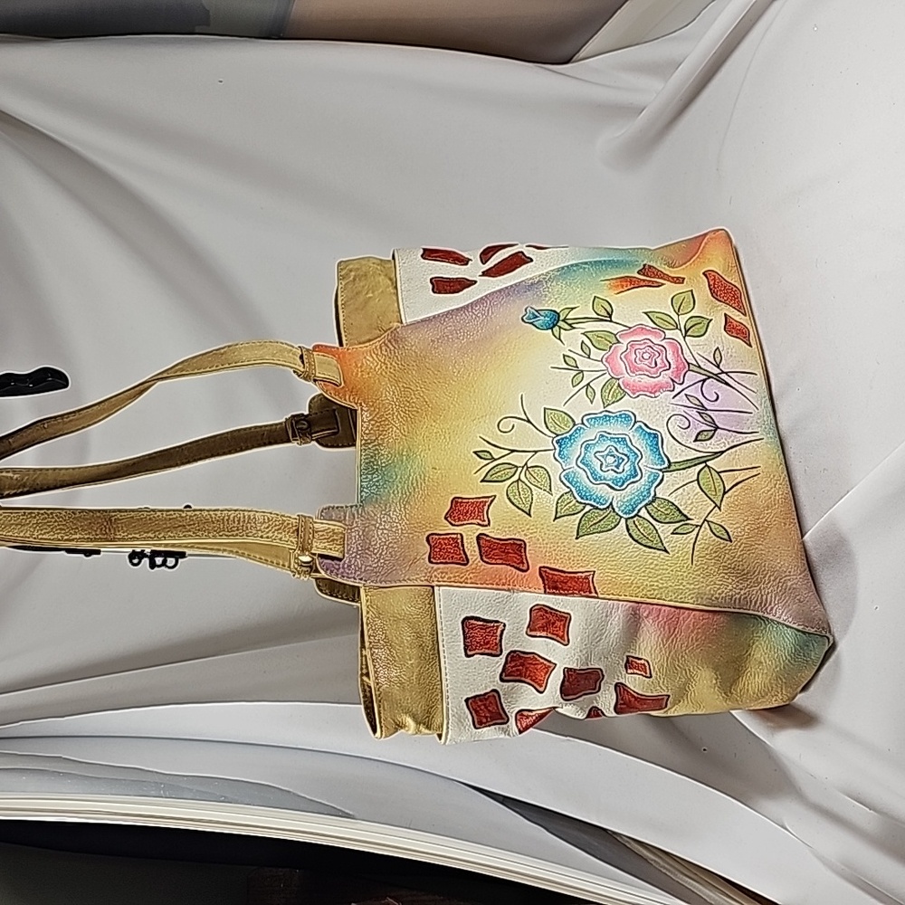 Anuschka Inspired Hand Painted Great American Leatherworks Shoulder Bag